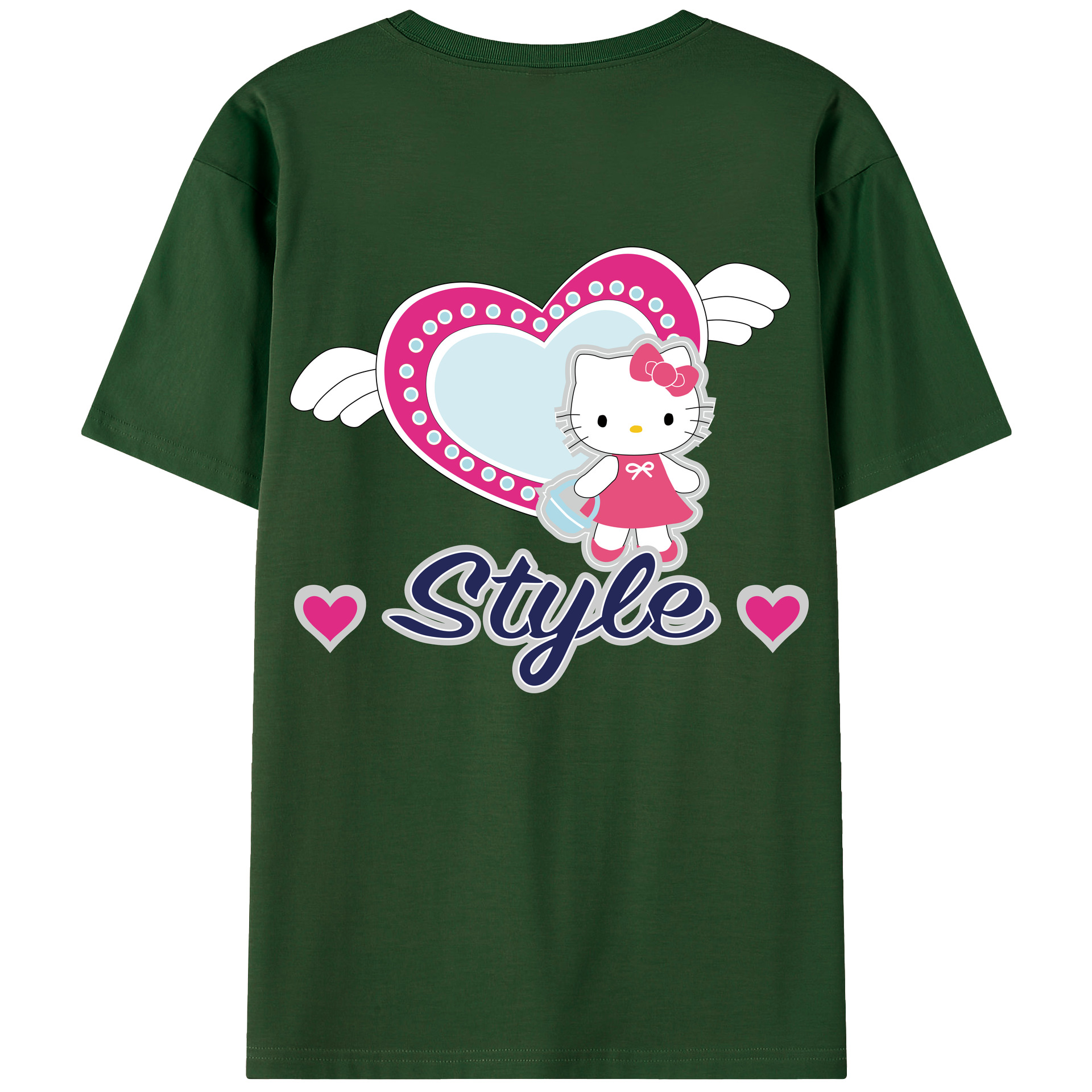 （画像用） Hello Kitty ハローキティ 綿100％半袖Tシャツ（背面プリント）